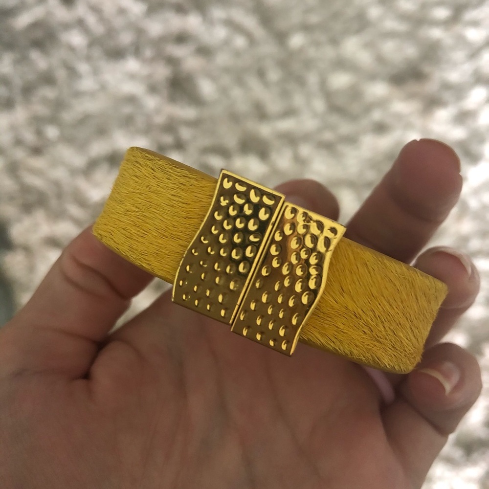 Rustic cuff yellow calf skin cuff